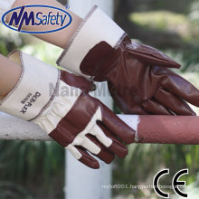 NMSAFETY cheap soft and comfortable brown nitrile glove popular frictioning work gloves